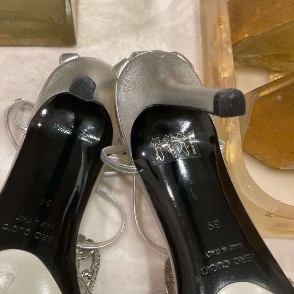 Gunmetal Rhinestone and Silver Evening Heels, Beautiful, Sz 8.5 / 39 - Picture 11 of 16